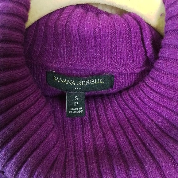 Banana Republic Cotton Blend Knit Turtleneck Sweater Size Petite Small in Purple - Picture 10 of 11